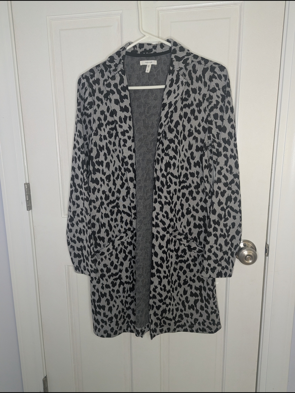 Maurices Gray & Black Leopard Print Open Cardigan